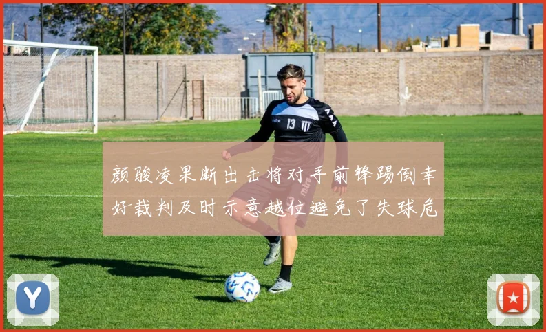 颜骏凌果断出击将对手前锋踢倒幸好裁判及时示意越位避免了失球危机